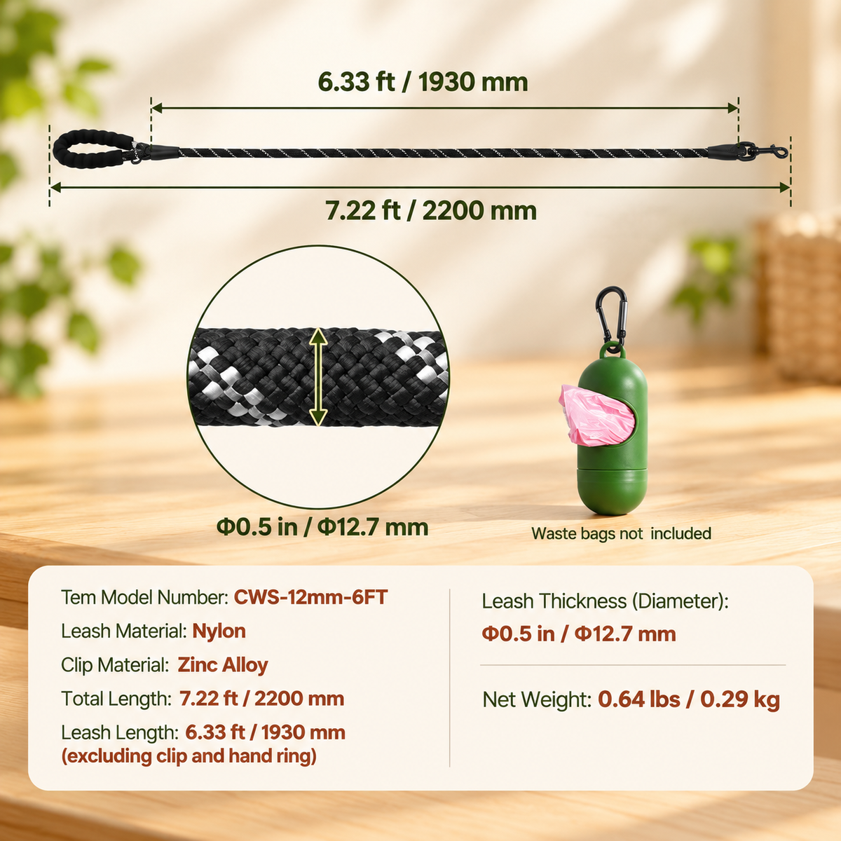 Reflective 6FT Dog Walking Leash