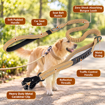 Tactical Shock Absorbing Bungee Dog Leash